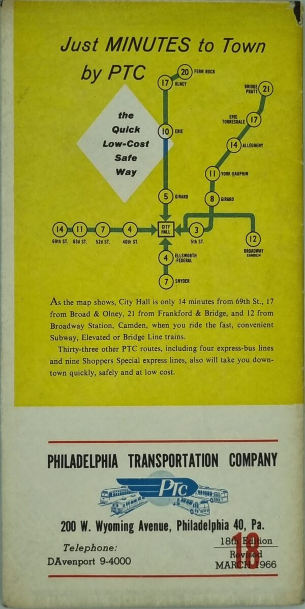 PTC Street and Transit Map of Philadelphia - Image 4