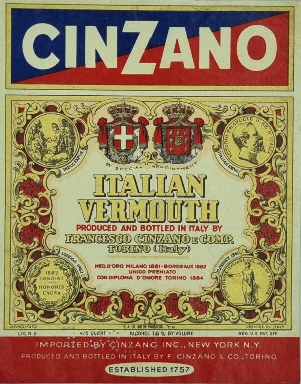 Cinzano Alcohol Label