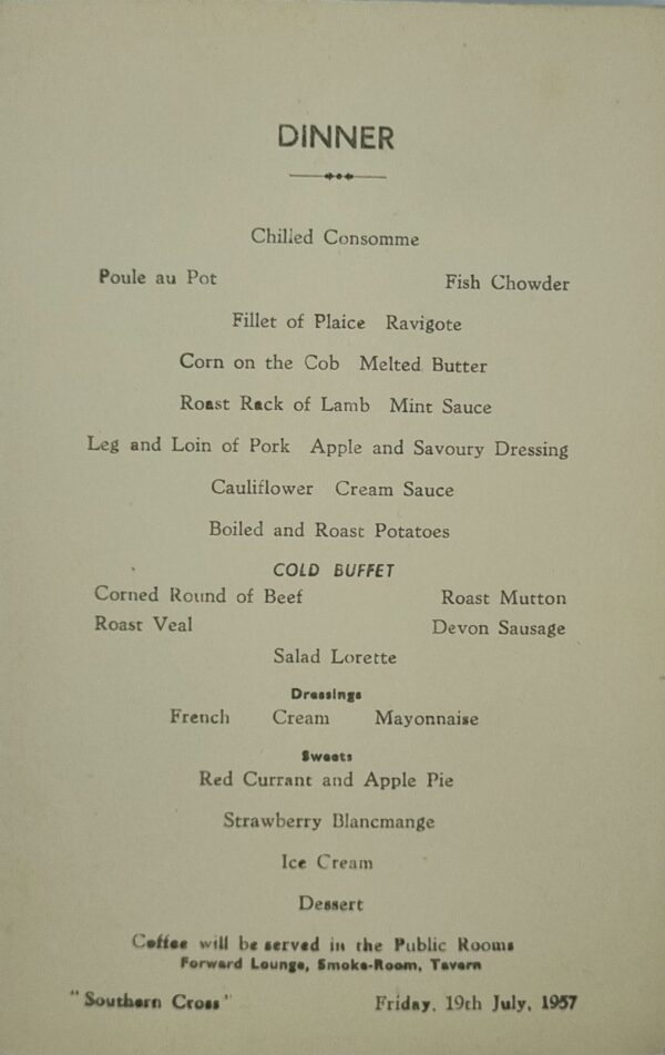 Southern Cross Menus (1957) - Image 6