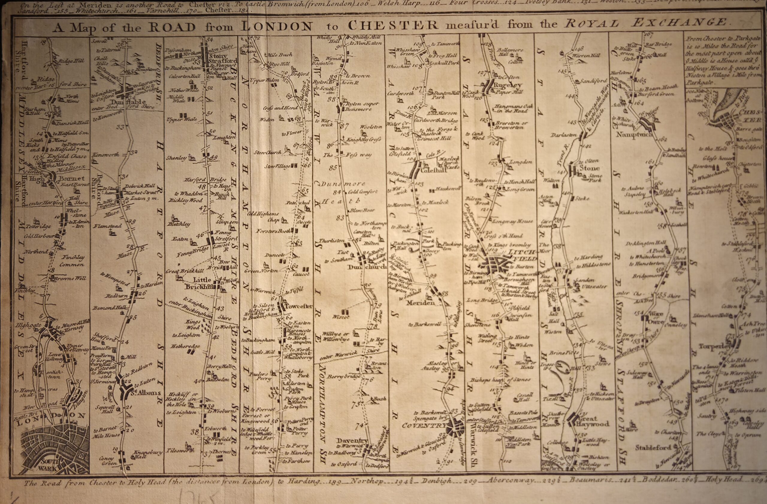 A Map of the Road from London to Chester measured from the Royal Exchange